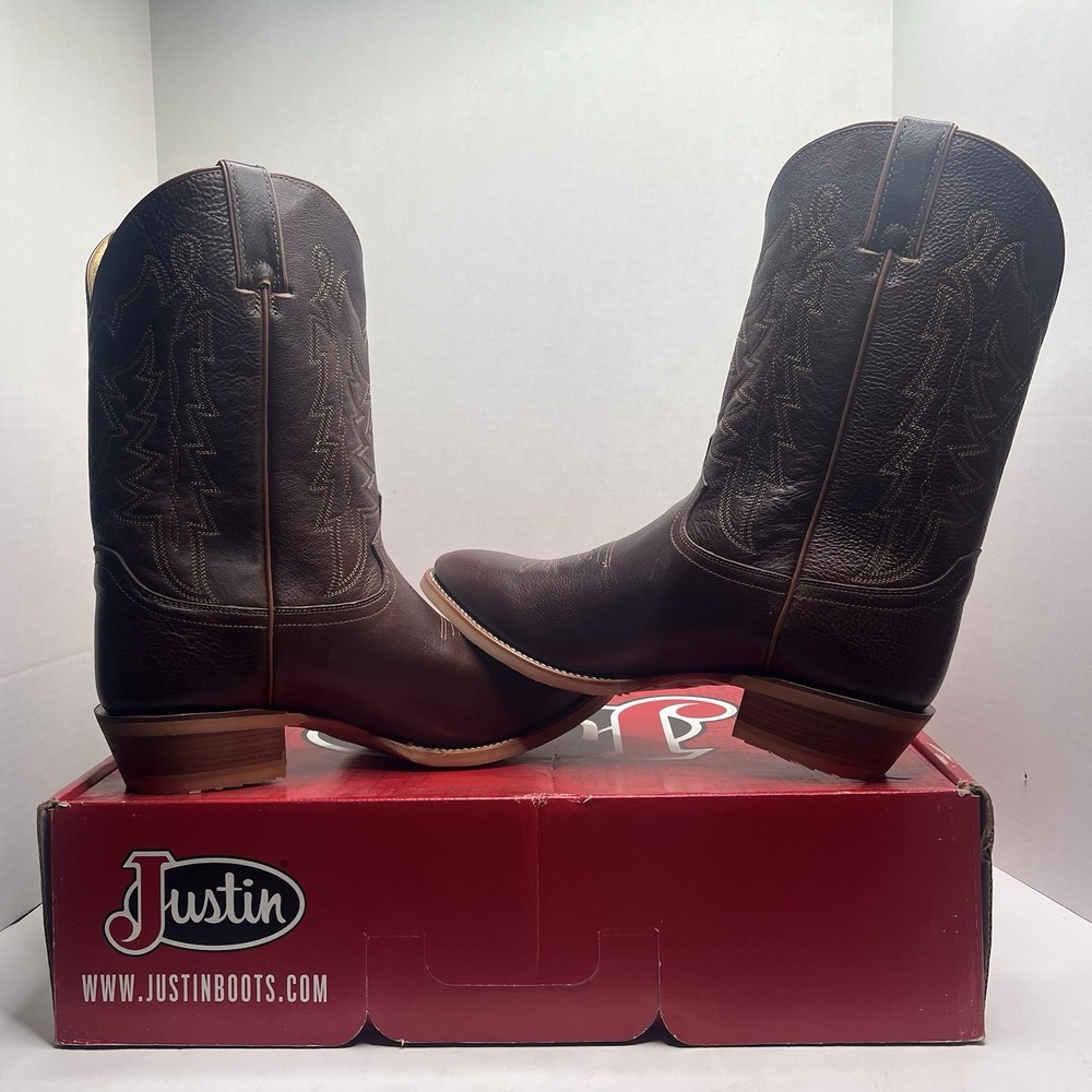 Justin Boots Mens Size 13 D Hayne Whiskey Cowhide Western Boots NIB CJ2000